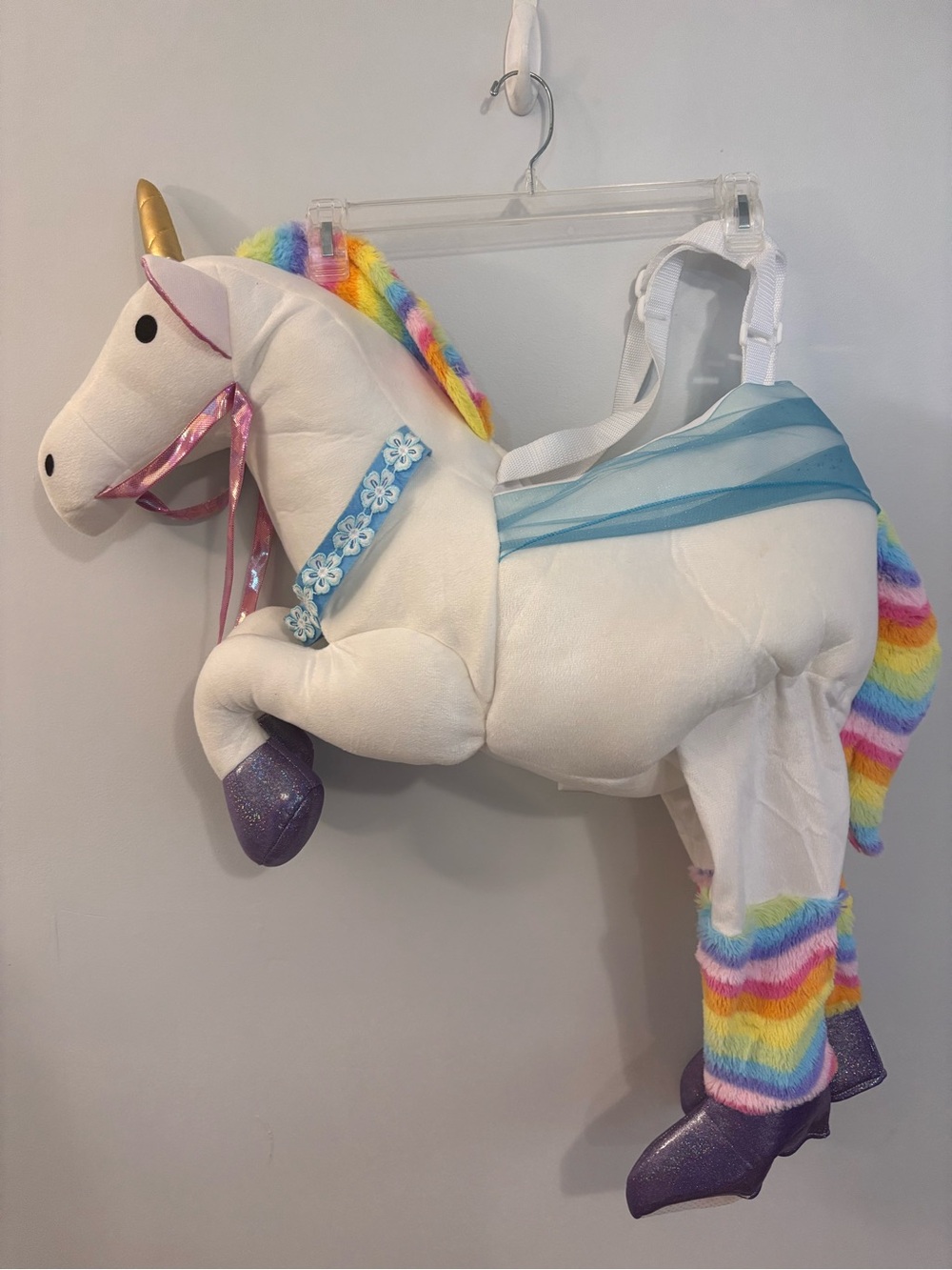 Rainbow Unicorn Plush Riding Halloween Costume Spirit Child One Size 3-6 Years